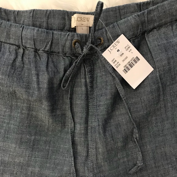 J.CREW Popular & Classic Chambray Tie Waist Shorts 3" Inseam - Picture 6 of 7